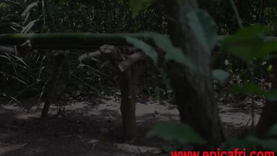 The King's petite wife sneaked into the bush to masturbate and hunt for dick