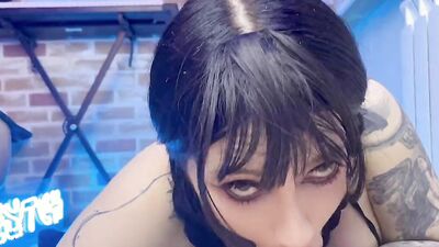 Wednesday rides cock with great pleasure and takes cum