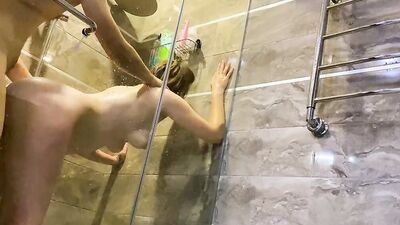 I spied on my stepmom in the shower and unexpectedly got sex
