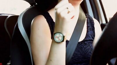 Your stepmother drives the car and gets her pussy wet