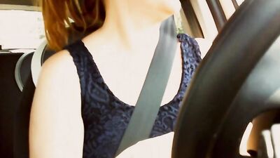 Your stepmother drives the car and gets her pussy wet