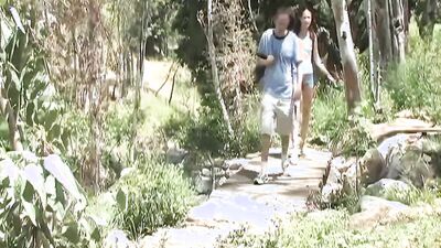 Stepsister gets her pussy and ass fucked outdoors