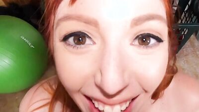 Redhead stepmom fucked in POV by stepson in doggystyle