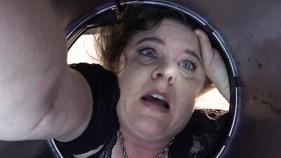 Stepmom stuck in the garbage can needs sex to get free