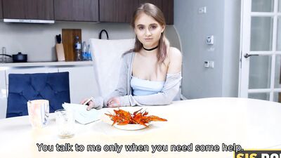SISPORN. Smart chick stimulates stepbrother by coition after a blowjob