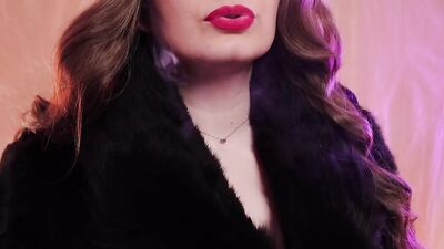 ASMR fur coat fetish, vaping smoking with leather gloves (Arya Grander)