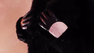 ASMR fur coat fetish, vaping smoking with leather gloves (Arya Grander)