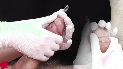 Close up handjob with urethral penetration - part 4