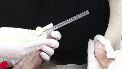Close up handjob with urethral penetration - part 4