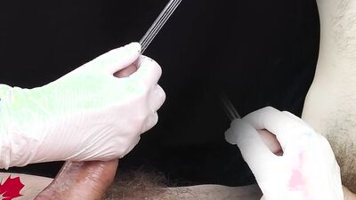 Close up handjob with urethral penetration - part 4