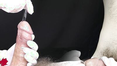 Close up handjob with urethral penetration - part 4