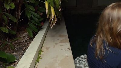SEX in the SWIMMING POOL by NIGHT! BIG TITS & ROMANTIC LilyKoti