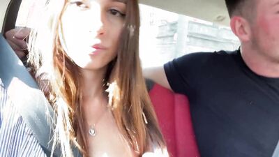 Sex In The Uber With a Stunning Latina Squirting On The Driver
