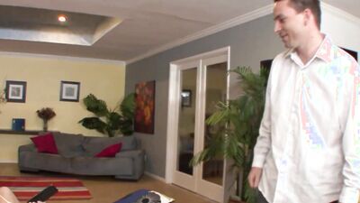 Beautiful teen brunette gets fucked by her stepbrother's firm dick
