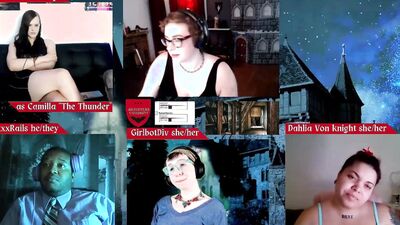 RPG Monsters U episode 16 with Jane Judge, RickyxxxRails, Roxxie Moth, Dahlia von Knight, and Girlbot Div DND Role Playing Game