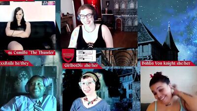 RPG Monsters U episode 16 with Jane Judge, RickyxxxRails, Roxxie Moth, Dahlia von Knight, and Girlbot Div DND Role Playing Game