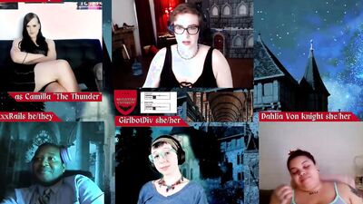 RPG Monsters U episode 16 with Jane Judge, RickyxxxRails, Roxxie Moth, Dahlia von Knight, and Girlbot Div DND Role Playing Game