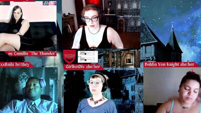 RPG Monsters U episode 16 with Jane Judge, RickyxxxRails, Roxxie Moth, Dahlia von Knight, and Girlbot Div DND Role Playing Game