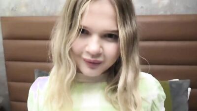 Watch this leggy 18 year old blonde newbie suck cock