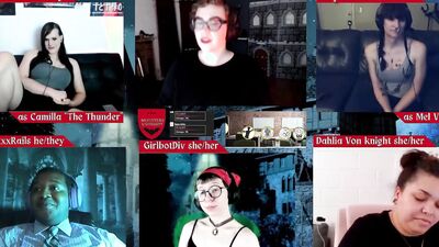 Girlbot Div, Roxxie Moth, RickyxxxRails, Dahlia Von Knight, Lilly Demona, and Jane Judge in Monsters U RPG Table Top Role Play Game in Hell for Monster Fuckers and Roleplay Enthusiasts Final Series for Spooky Actual Play Game in Homebrew Universe