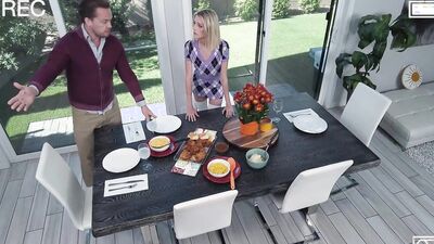 Cute Tight Blonde Gives Thanks For Stepdad's Big Cock On Thanksgiving