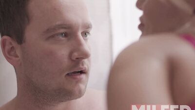 Busty and Hot Step Mom Caught her Stepson Masturbating and Helps Him