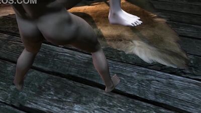 A muscular man & a busty redhead have public sex.