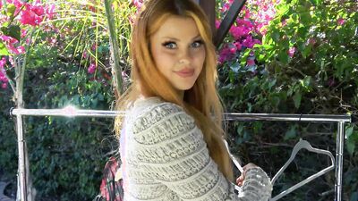 Horny Redhead exhibitionist fucks the neighborhood vouyer - Halloween Special