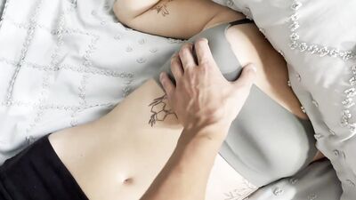 Ripped my step sister's legging and she let me cum on her belly