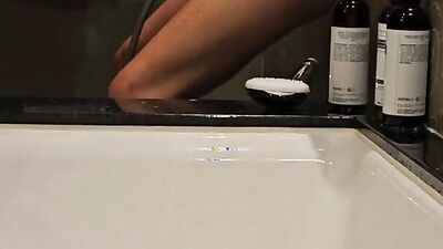 Spying little Sis masturbating in Shower