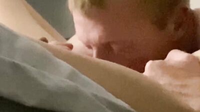 Tight young pussy cums twice during oral