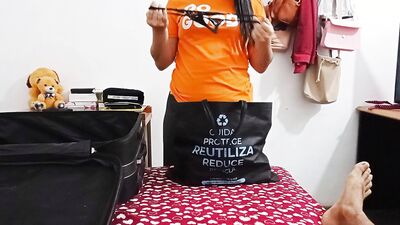 Stepsister packs her bags for a trip but before leaving I give her a good ass fucking