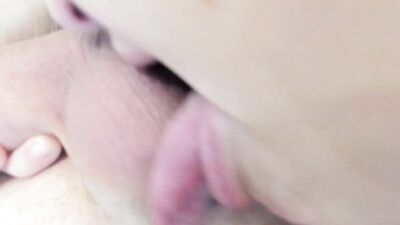 Step sister worships his dick, balls and asshole with sloppy close up blowjob and rimjob