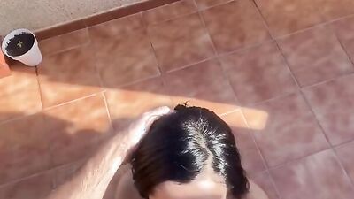 Step Sister is Stuck and Fucked on the Balcony