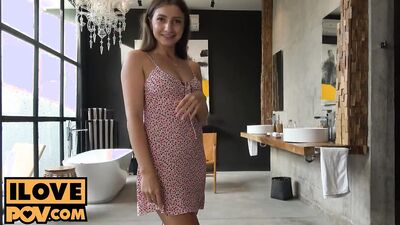 POV - Surprise blowjob from slutty stepsis Kriss Kiss