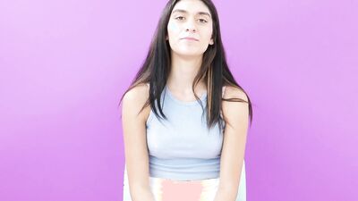 Beautiful College Brunette cums HARD at casting call audition
