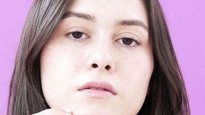 Cute Teen Brunette goes to interview & cums HARD