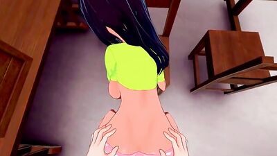 Cute Japanese Student Having Big Hard Cock in Classroom