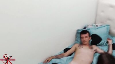 My stepsister interrupts my nap by giving me a cock suck
