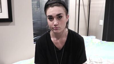 BadDaddyPOV - PETITE BRUNETTE STEP DAUGHTER DEEPTHROAT BLOWJOB AND FACIAL