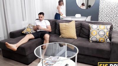 Playful swettie lets stepbrother visit her cunt in exchange for help