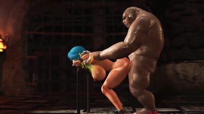 Beautiful female elf gets fucked by the big ogre in the dungeon