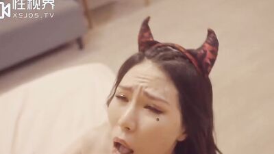 Horny Asian Amateur Teen Rides your Cock for Halloween