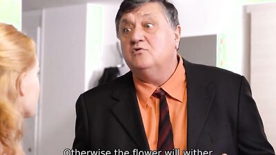 DADDY4K. Being carnal with father-in-law is fine for the brunette girl