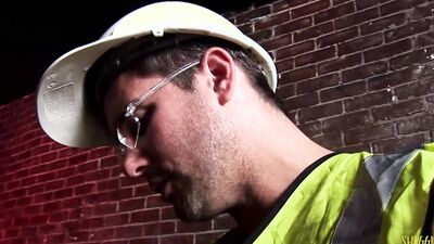 Construction workers have group sex with a couple of sluts and give them facials