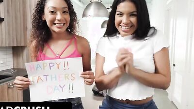 Lovely Exotic Stepdaughters Maya Farrell And Sarah Lace Share Stepdaddys Dick
