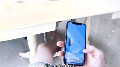 SISPORN. Gal has her homework done after sucking and riding stepbros cock