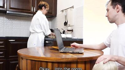 SISPORN. During dinner guy tricks lovely stepsister into taboo sex in bedroom