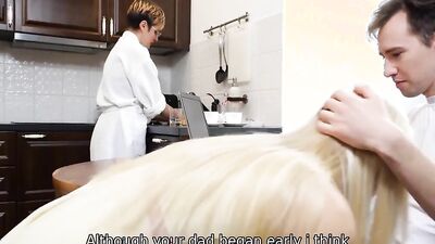 SISPORN Blonde demonstrates sucking skills and gets drilled by stepbro