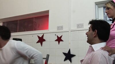 Amazing kitchen group sex with a couple of busty blonde milfs with gorgeous big boobs